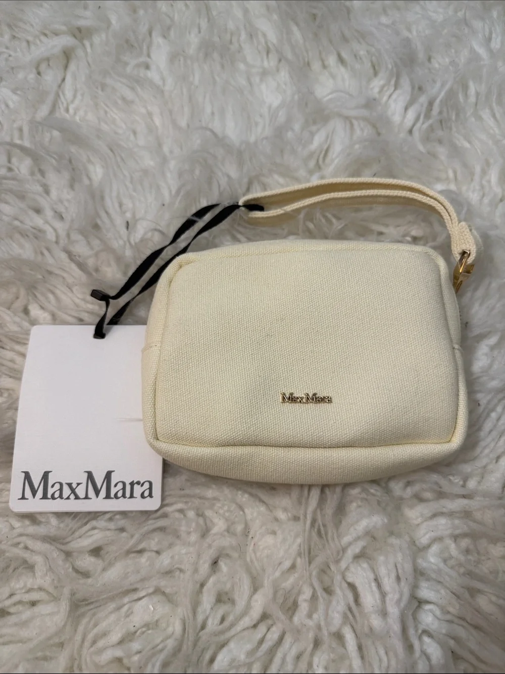 NWT Max Mara Cream Wristlet Cosmetics Bag